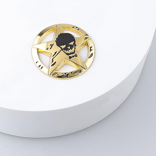 Image of Star Skull Emblem for Car Windows, Trucks, Hood, Laptops Car Decoration (Gold)