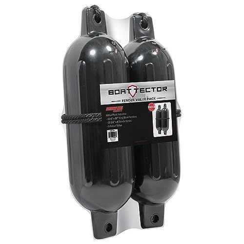 Image of Extreme Max 3006.7204 BoatTector Fender Value 2-Pack, 6 inch x 22 inch - Black