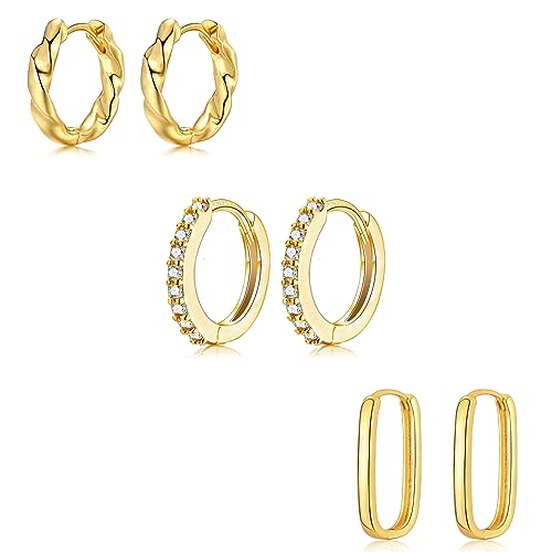 Pendientes huggie hoop de plata de ley 925 unisex pequeños para múltiples piercings