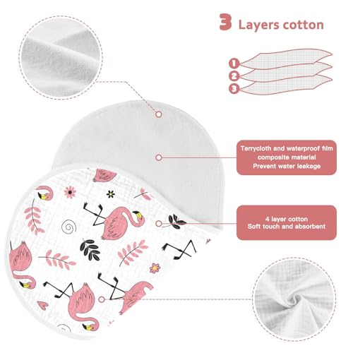 2 Pack Muslin Burp Cloths Flamingo White Cotton Baby Burp Cloths Ultra Soft Burping Cloth Absorbent Spit Up Rags for Newborn Babies, Large 22" x 11"3