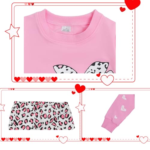 Image of Toddler Valentines Day Outfit Girl Valentines Outfit Heart Graphic Sweatshirts Tops Tutu Leggings with Skirt 3t-9t