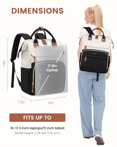 Image of LOVEVOOK Laptop Backpack for Women, 17.3'' Waterproof Nurse Bag Teacher Work Backpack Purse for Women, Travel Computer Backpack for College Office Business Ladies