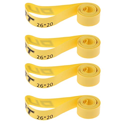shamjina (Pack of 4) 26" Mountain Bike Rim Strip/Rim Tape, Bicycle Tire Liner Anti-Puncture Belt - 26 Inch X 20mm, Yellow