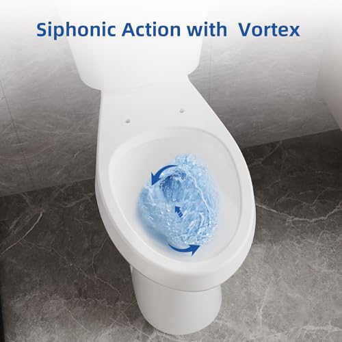 Image of GarveeTech Two-Piece Toilet, 21 Inch Height, Elongated Bowl for Bathrooms with Soft Close Seat, Extra Tall Height Toilet with 1.28 Siphonic Flush, 12 Inch Rough In