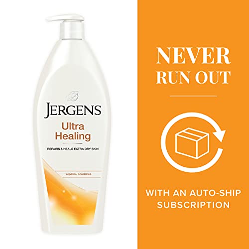 Jergens Ultra Healing Dry Skin Lotion, Hand And Body Moisturizer For Quick Absorption Into Extra Dry Skin With Hydralucence Blend, Vitamins C, E And B5, White, 21 Oz, 3 Count #TOP6