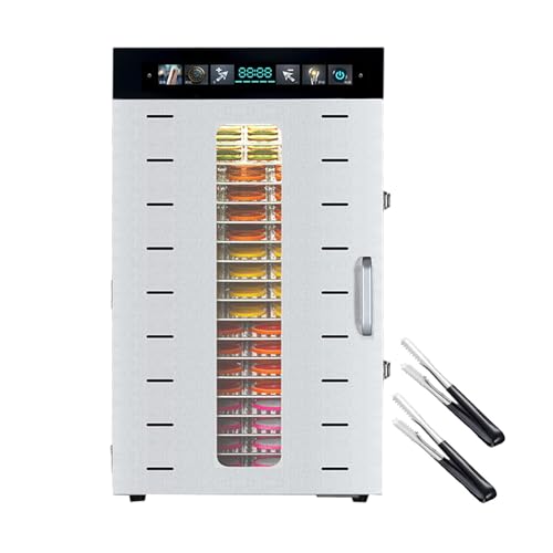 forplubossmmp Deshidratadores De Alimentos con 2 Pinzas para Frutas, Máquina Secadora De Alimentos Eléctrica con Pantalla Táctil, Máquina Secadora De Frutas Comercial para Uso Doméstico,20-Layer