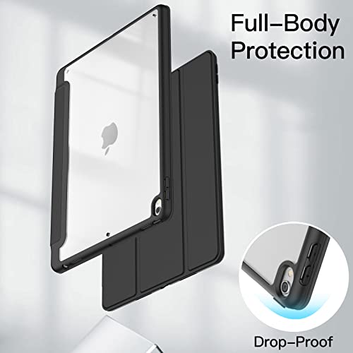 Image of JETech Cover Case for iPad Pro 10.5-Inch and iPad Air 3 (10.5-Inch 2019, 3rd Generation) with Pencil Holder, Clear Transparent Back Shell Slim Stand Shockproof Tablet Cover (Black)