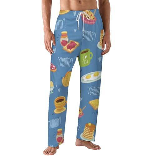 Avocado Sandwich Drink Pattern Comfy Pajama Pants Adjustable Sleepwear Beach Pants for Men
