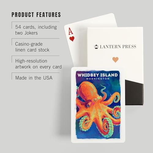 Lantern Press Whidbey Island Octopus Baraja 52 Cartas Poker miniatura 3