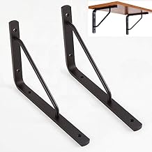 Metal Shelf Bracket,Triangle Shelving Support,Wall-Mounted Support Brackets,Floating Support Brackets,2-Piece Load-Bearing 80Kg,Black,300190mm