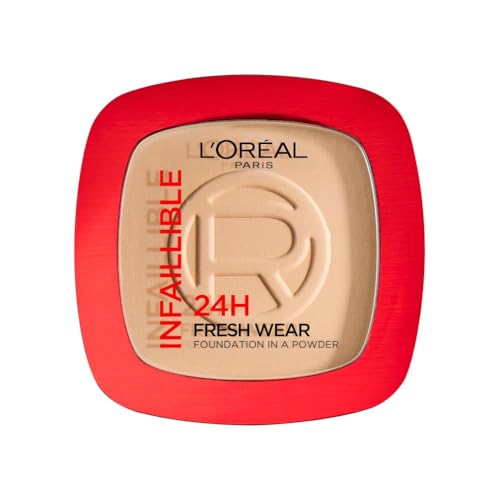 L'Oréal Paris Polvos Compactos Mate Infalible 24H, Larga Duración, Cobertura Media-Alta, Resistente al Agua, Fórmula No Comedogénica, Tono: 140 Neutral, 50 g