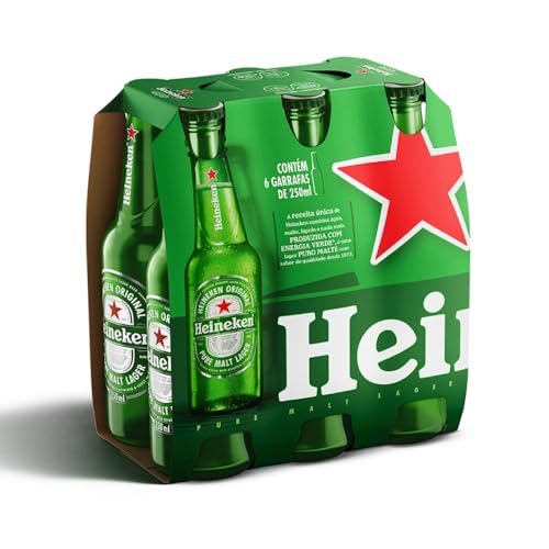 Heineken Long Neck, Cerveja Pilsen - Pack de 6 unidades 250ml