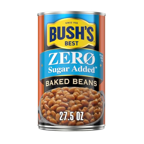 Bush's Canned Zero Sugar Added Baked Beans (Pack Of 1), Protein, Good Source Of Fiber, Low Fat, Gluten Free, 27.5 Oz