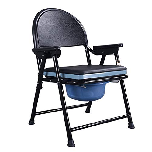 Toilet Seat/Shower Chair, Foldable Bedside Commode Chair with Toilet Bowl, Armrest Backrest, Suitable