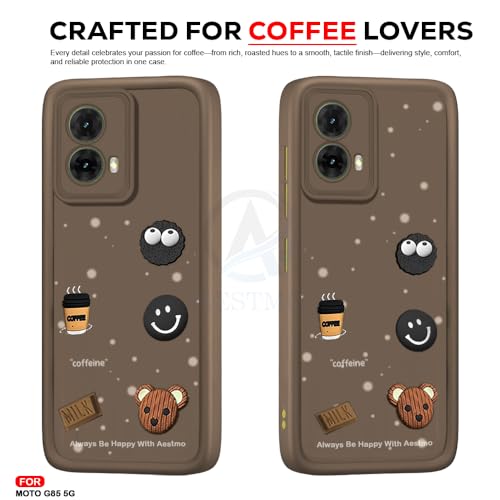 Image of AESTMO Back Case Cover for Motorola Moto G85 5G Back Cover | Cute Fun Cartoon 3D Ball | Coffee Silicone Case | Full Body Protection | Camera Protection Back Cover for Motorola Moto G85 (Brown) | Back Cover