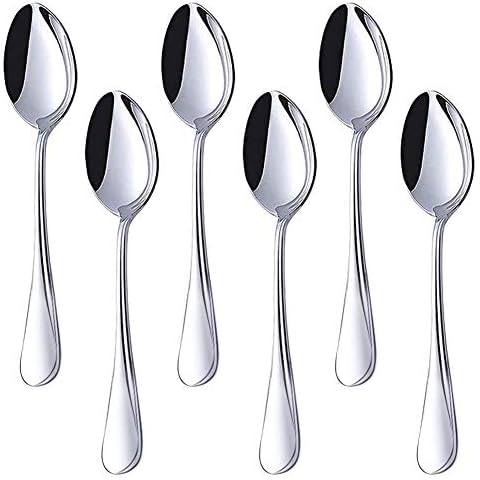 HANSGO Teaspoons Stainless Steel, 6 Piece Dinner Spoons Set 6.7 inches Dessert Spoons Use for Home, Kitchen or Restaurant Cover