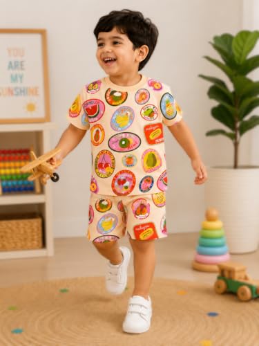 Image of THIIYA KIDS Boys Cotton Co-Ord Set | Printed T-Shirt & Shorts | Soft Comfortable Summer Wear for Kids