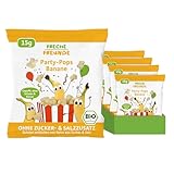 FRECHE FREUNDE Bio Party-Pops Banane, Popcorn für Kinder, fruchtiger Party- & Geburtstags Snack...