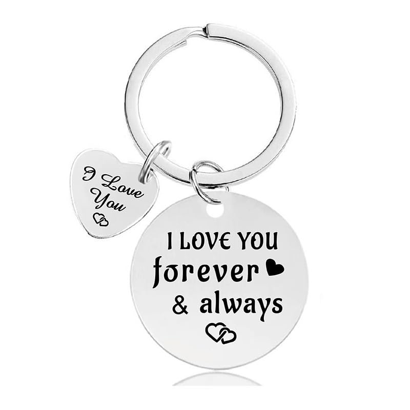 Valentine's Day Keychain, I Love You Forever & Always Key Chain, Girlfriend Boyfriend Gift for Birthday Christmas Graduation