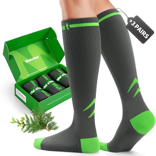 Image of Medical Compression Socks for Men & Women, 3 Pairs 20-30mmHg Knee High Graduated Compression Stockings for Circulation, Swelling, Varicose Veins, Flying, Travel, Nurses, Running, Pregnancy