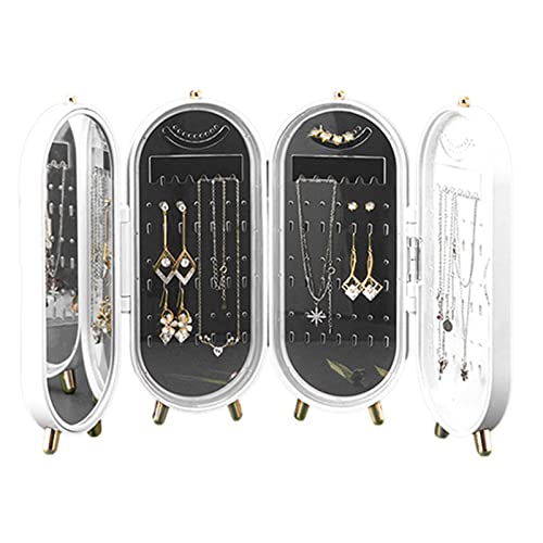 Générique Organizador de pendientes, soporte para pendientes de collar de pantalla plegable con espejo - de almacenamiento de joyas con 153 pendientes perforados
