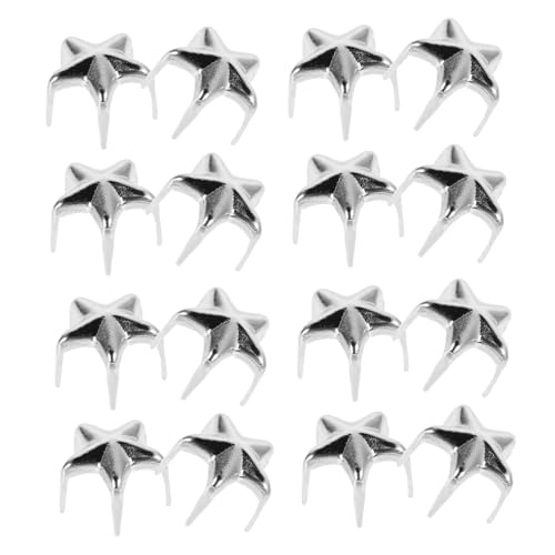 COLLBATH Star Shaped Rivet Studs 20pcs Five-Pointed Star Claw Nails Metal DIY Hat Embellishments Punk Rivet Accents Clothing Decoration Studs Silver