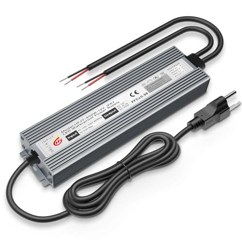 Image of LED Driver 400W Waterproof Power Supply IP67 Transformer, Adapter Converter AC 100V-265V AC to 12V DC 33.3A Low Voltage Output with 3-Prong Plug for LED Light, Computer Project, Outdoor Use
