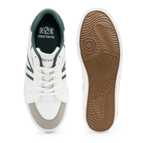 Image of Red Tape Men's Sneakers Off White Pu Round Toe Lace-Up Responsive Sole
