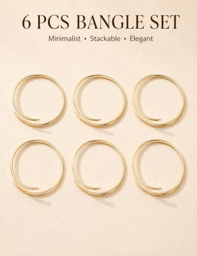 Image of IF ME Gold Bangle Bracelets for Women, Indian Bangles Stackable Set, Multi Layer Textured 18K Gold Plated Chunky Bracelets Boho Jewelrys Set