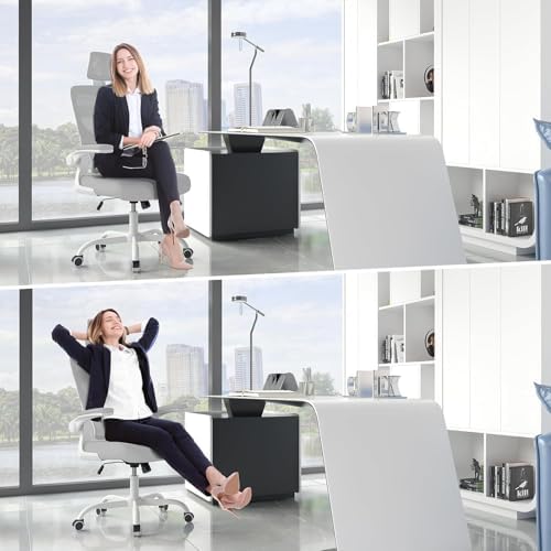 Bild 5 - naspaluro Bürostuhl, Ergonomischer Bürostuhl mit Verstellbarer Kopfstütze, Armlehnen, Dynamischer Lordosenstütze, Schreibtischstuhl mit Atmungsaktivem Netzbezug für das Home Office,Upgrade Grau