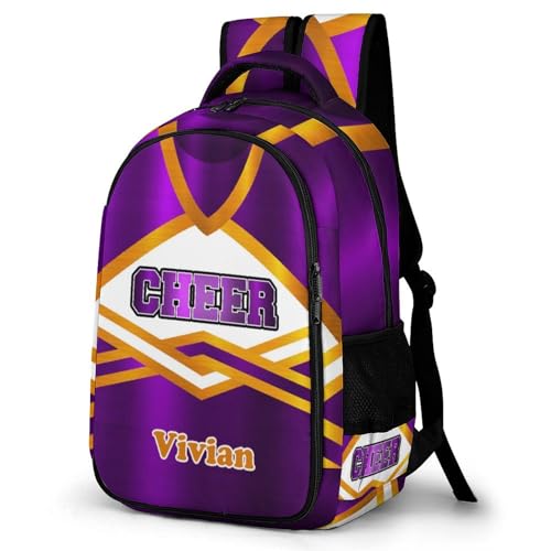 Cheer Backpack Cheerleader Bookbag for Cheer Team Girls Cheerleading Coach Competition Gifts Purple Yellow2