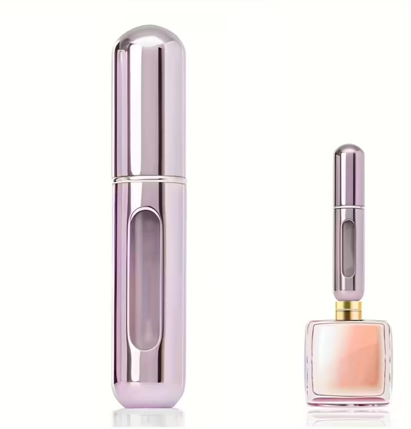 Parfüm Şişesinden Çanta Içi Mini Doldurulabilir Seyahat Cep Yedek Parfüm Şişesi 5 ml, Makyaj Organizer, (1 Adet) (Pembe)