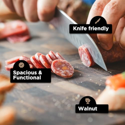WoodForChef Heritage Large Walnut End Grain Cutting Board – Heavy Butcher Block Board with Feet & Mineral Oil Bottle – Foodsafe Wooden Prep Deck for Kitchen & Professional Chefs - 18x16x2 inches by WoodForChef - Image 2