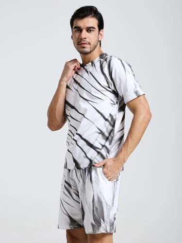 Image of Vogaan Men's Cotton Short Sleeve Tracksuit Summer T Shirt & Shorts Set with 2 Pockets || Casual Co-ord Sets