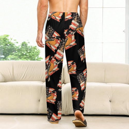 Vintage US Flag Baltimore Oriole Pajama Bottoms Lounge Pants Elastic Waistband Sleepwear Lounge for Men Women2