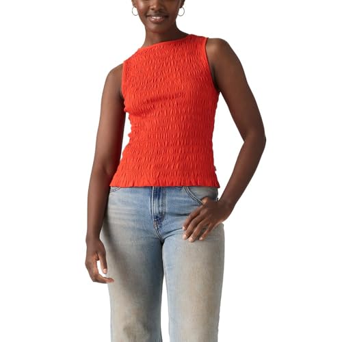 Levi's Women's Bella Smocked Top, (New) Signal Red, Small - image 1