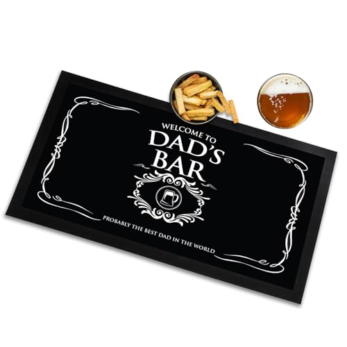 Dad's Bar | Fathers Day vintage style Bar runner mat | Home bar gift mat, barware beer accessories for Dad