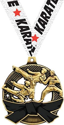 Karate Black Belt Medals - 2.25" Gold Karate Medal Awards
