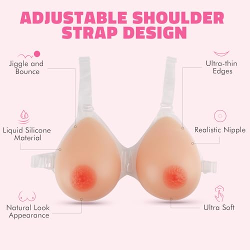 IVITA Strap on Silicone Breast Form Artificial Flase Breast with Strap Fake Boobs for Mastectomy Crossdresser Prosthesis2