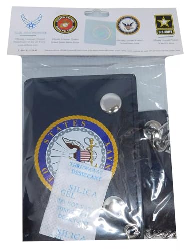 Trade Winds U.S. Navy Emblem Blue Black Genuine Leather Wallet With Chain (4 inch) (Officially Licensed by The US Navy)3