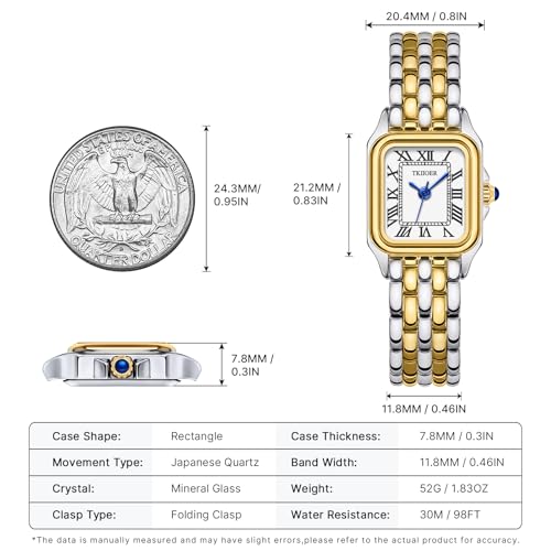 Small Gold Watches for Women, Vintage Roman Dial Women's Watches, Rectangular Case Ladies Analog Watch4