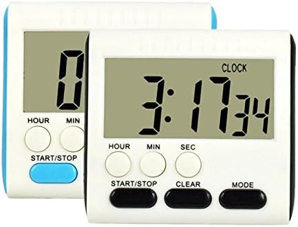 Digital Kitchen Cooking Timer Clock,Leereal Magnetic Count Up Countdown Kitchen Timer Cooking Timer with Digital Alarm Clock,Large LCD Display,Retractable Stand and Hanging Hole,2 Pack Black and Blue