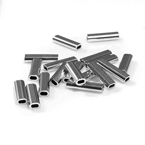 Rite Angler – Single Barrel Aluminum Crimping Loop Sleeves 100 Pack, 50lb - 500lb Test Mono Rig – Oval Tube Crimps for Fishing Line (1.7mm Inside Diameter, 200lb Test)