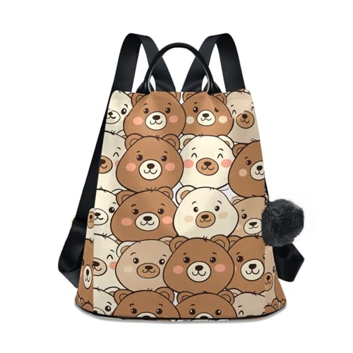Sac à dos femme spacieux contre le vol avec motif ours peluche mignon