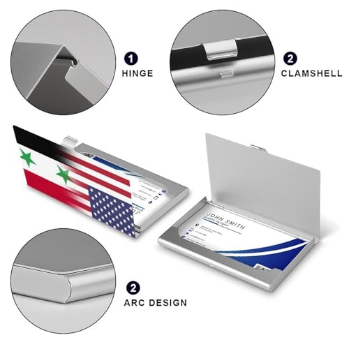 U.S.A Syria Flag Business Card Holder Slim Credit Case Pocket Name Case Wallet for Men Women4