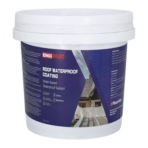 BingoPaint Roof Waterproof Coating - Roof patching Agent - Waterproof Sealents for Flat or Slope Roofs & Foundations- DIY Paint & Leak Repair Membrane, Compatible with Metal and Concrete (Gray, 1KG)