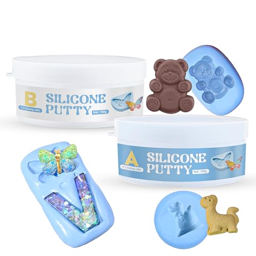 WANJAO Silicone Putty Silicone Molds Putty 1:1 Mixing Ratio Shaping Clay that Cures Quickly Hardens After Drying for Making Resin Crafts Wax Models Sculptures 200g