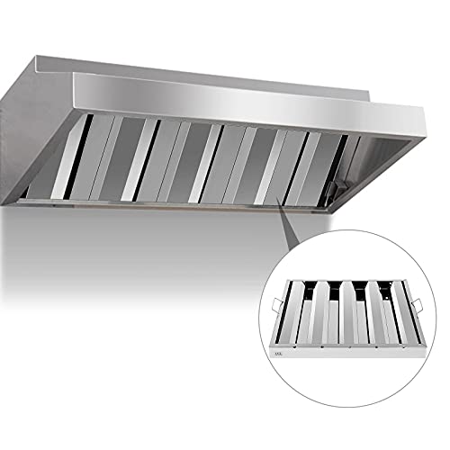 Hood Filters 19.5W X 19.5H Inch 430 Stainless Steel Pack Of 6, 4 Grooves Commercial Hood Filters, Commercial Kitchen Range Hood Filter For Grease Rated Commercial Kitchen Exhaust Hoods #TOP5