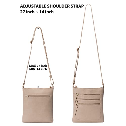 Image of Solene Crossbody Bag Functional Multi Pocket Messenger Purse Top Zip Closure Shoulder Handbag With Adjustable Strap