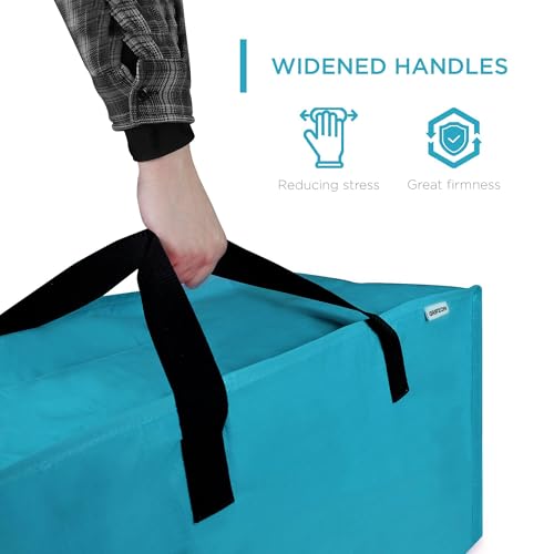 6 Pack Extra Large Moving Bags with Zippers, Backpack Straps & Reinforced Handles, Heavy Duty Storage Bags for Clothes, Moving, Space Saving, Blue